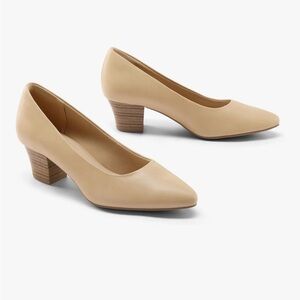 NWT-Chunky Stacked Heel Pumps Closed Toe Dress Shoes Comfortable Slip On Pumps